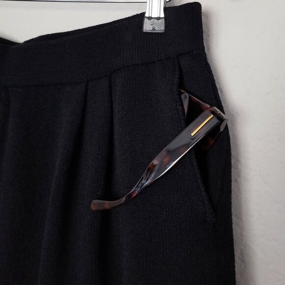 St. John Collection Santana Knit Pull On Pants Black Pleated Crop High Rise 16 - Picture 11 of 15